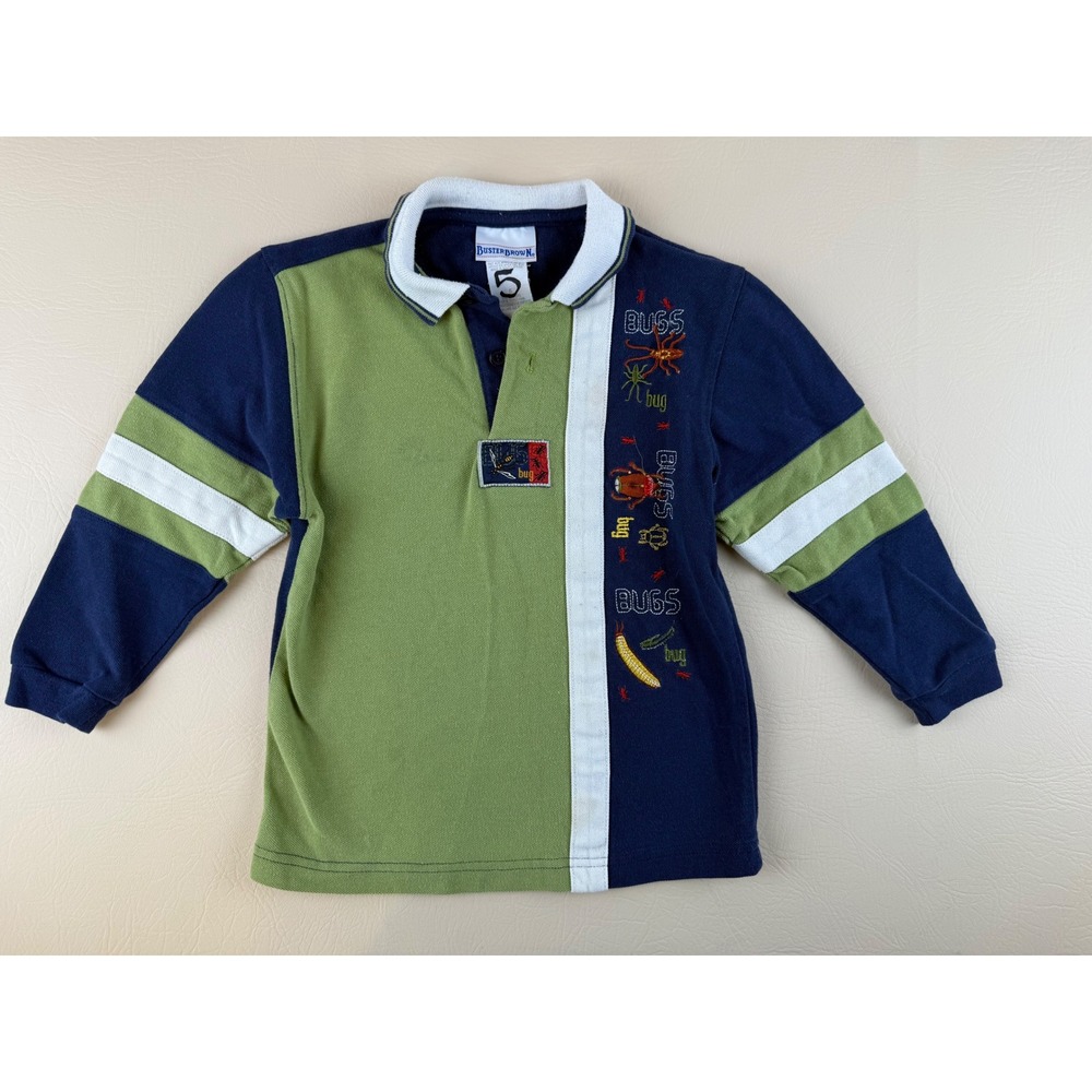 Vintage Colorblock Polo Shirt Bug Embroidery Size 6 Buster Brown